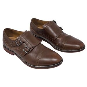 Johnston‎ & Murphy Boys Conard Double Monk Brown Leather Dress Shoes Size 5M